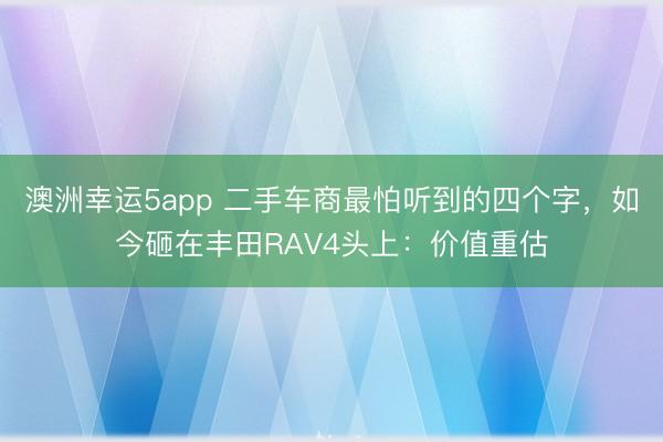 澳洲幸運(yùn)5app 二手車(chē)商最怕聽(tīng)到的四個(gè)字，如今砸在豐田RAV4頭上：價(jià)值重估
