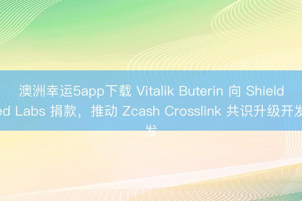 澳洲幸運5app下載 Vitalik Buterin 向 Shielded Labs 捐款，推動 Zcash Crosslink 共識升級開發